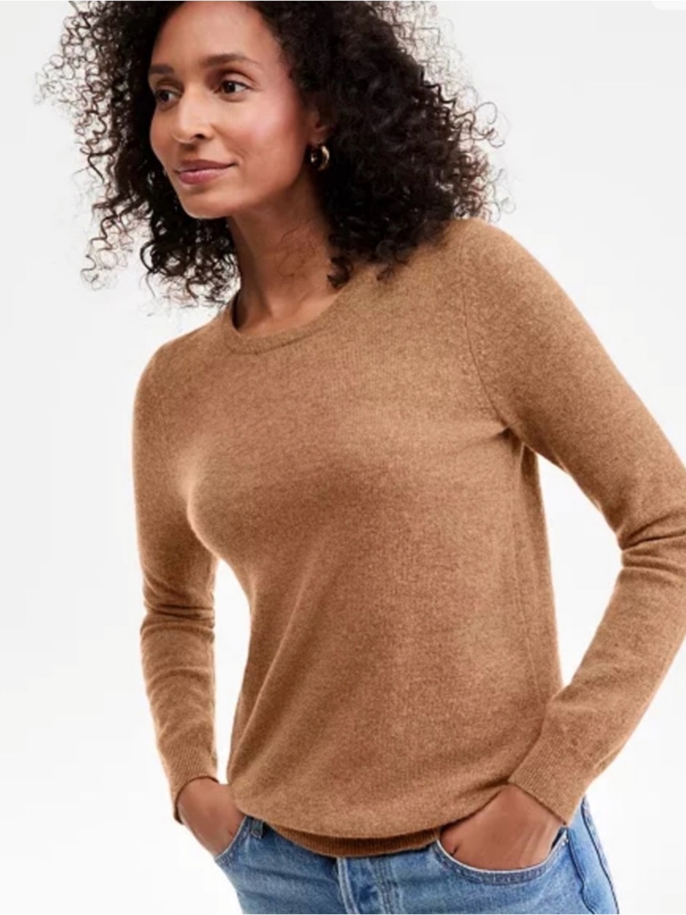NWT size Petite S, Charter Club Cashmere Crewneck Sweater - Camel